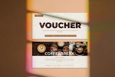 优雅时尚高端简约咖啡馆咖啡优惠券设计模板（psd）