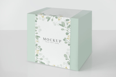 薄荷绿包装盒子样机展示模型