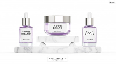 高端紫色护肤品设计展示样机模型