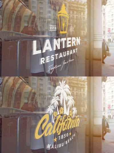 阳光反射玻璃橱窗样机下载[PSD]