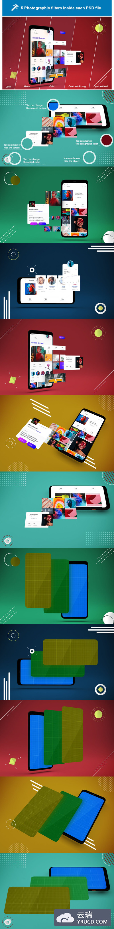 抽象背景的谷歌 Pixel 4 安卓手机样机下载[PSD]