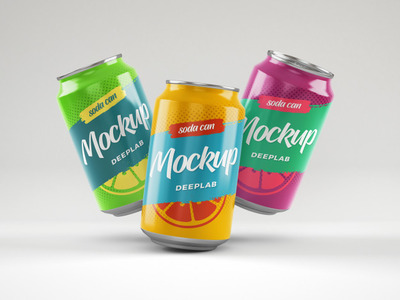 优质苏打水饮料易拉罐设计样机展示模型