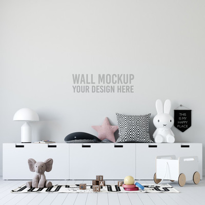 优质室内儿童墙纸设计样机