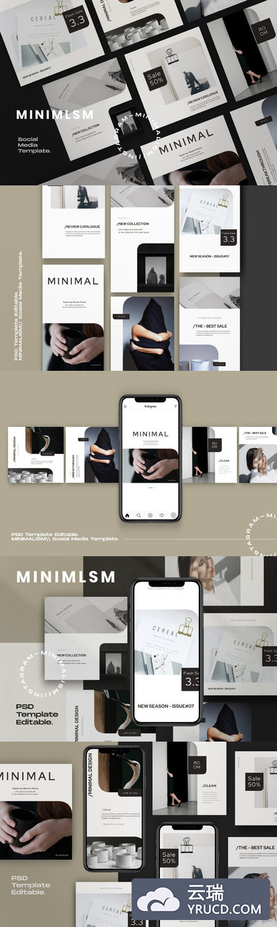 简约时尚高端优雅的极简主义社交媒体banner海报设计模板