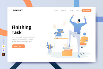 任务管理的个性着陆页模板下载（Ai,Sketch,Fig,XD）