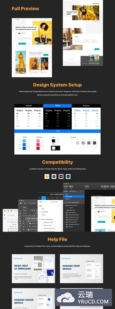 时尚的着陆页网页模板下载（Ai,Sketch,Fig,XD）