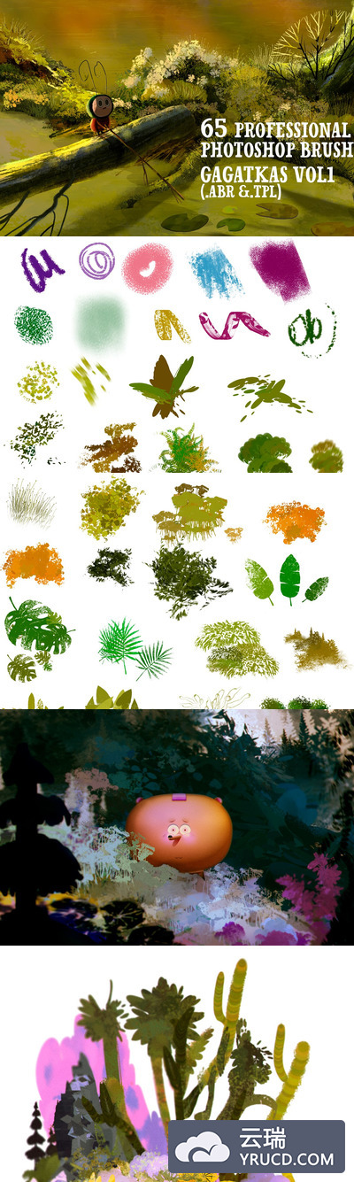 65款高质量的森林植物元素Photoshop画笔素材