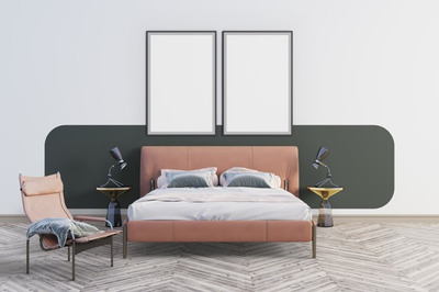 室内卧室设计油画展示样机