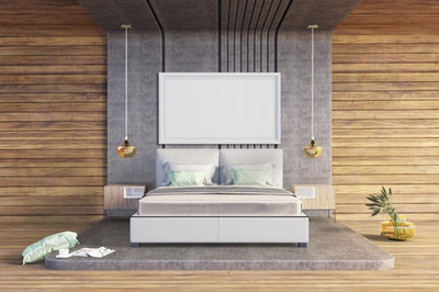 木制风格室内卧室画框样机