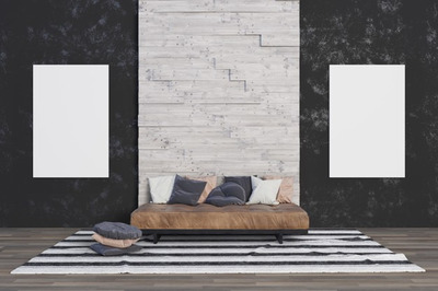 简约中性色调的室内场景设计样机