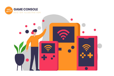 2.5D游戏机扁平化矢量图（AI）