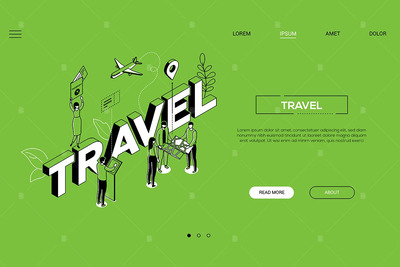 2.5D旅行时间着陆页模板（EPS）