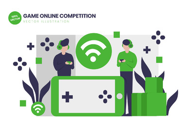 游戏在线比赛扁平化矢量图（Ai）
