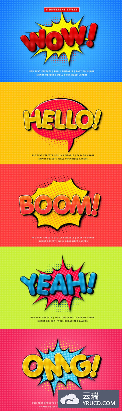 3D卡通气泡文本样式效果图层素材