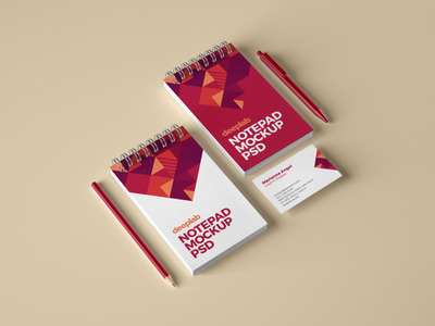 记事本和名片品牌样机展示模型
