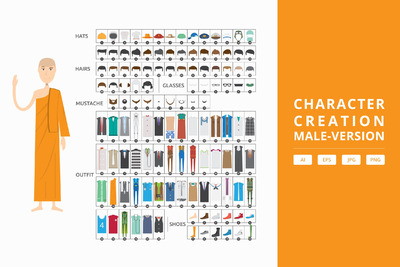 矢量男性角色插画创意工具包 [AI]