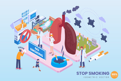 2.5D禁烟相关的创意概念插画下载 [AI]