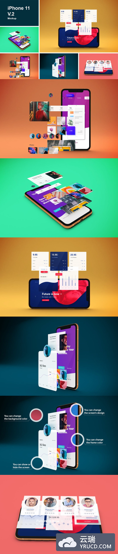 时尚高端专业的高品质多用途iPhone 11 APP UI样机展示模型mockups