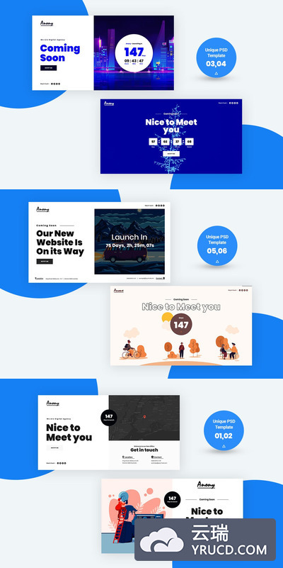 多概念的即将上线网页模板PSD模板工具包(PSD)