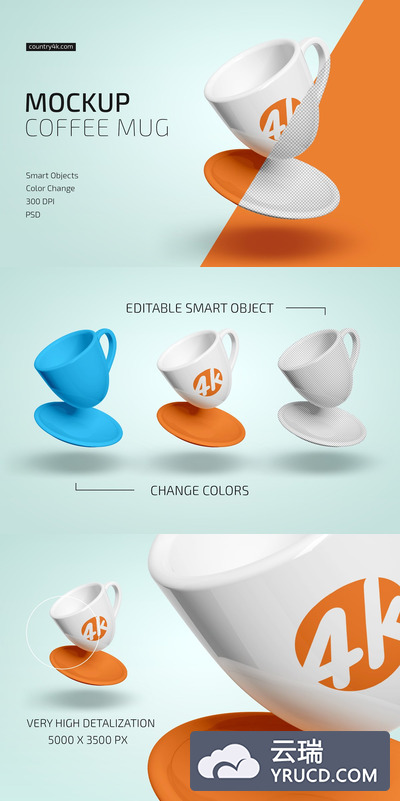 咖啡杯马克杯图案设计预览样机