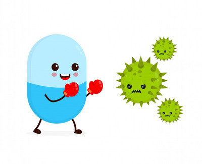 可爱的医疗健康概念抵抗病毒插画
