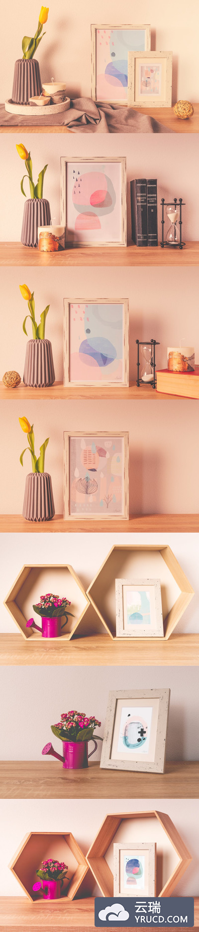 现代波西米亚画框模型包(PSD)