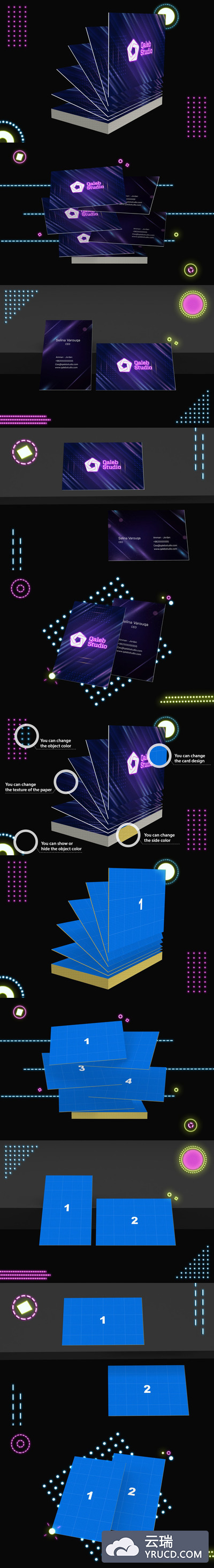 霓虹灯场景酷炫名片样机(PSD)