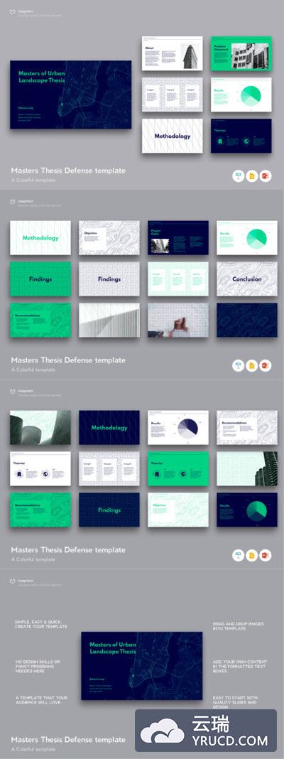 非常适合学术研究的时尚高端专业的高品质powerpoint幻灯片演示模板（pptx）