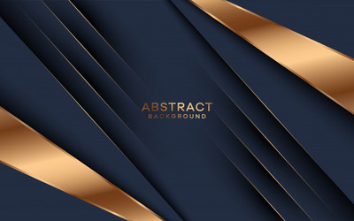 抽象的金色的形状装饰深蓝色背景