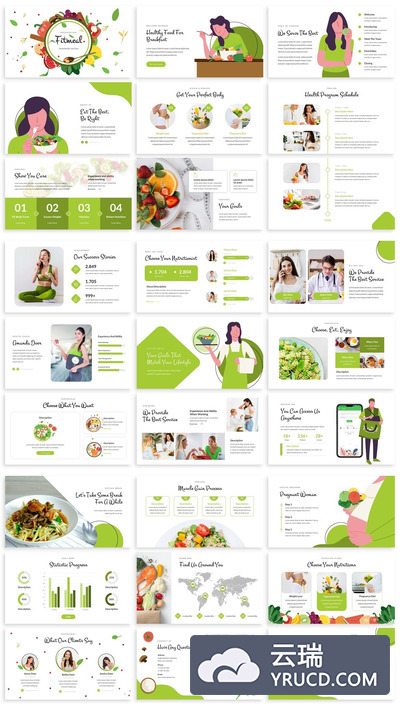 素食介绍相关PPT模板下载（PPTX）