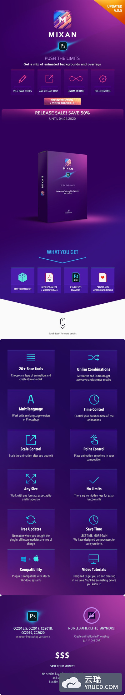 时尚和迷人的Photoshop动画背景&叠层插件