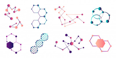 优质矢量分子连接链模型插画