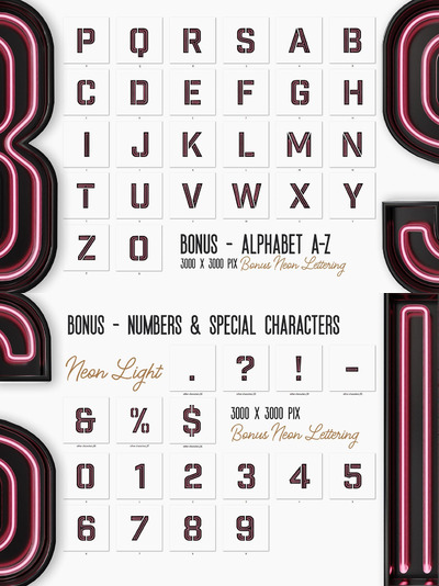 未来霓虹3D字体 (PNG)
