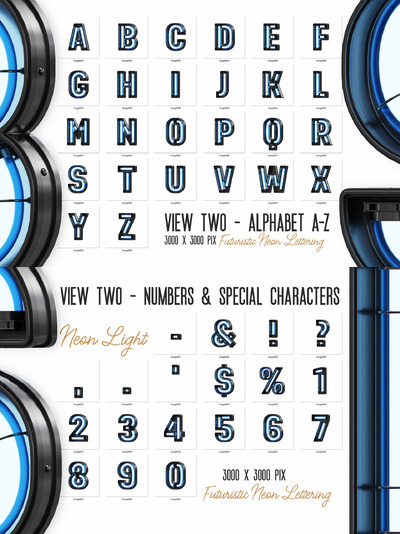 未来霓虹3D字体视图2(PNG)