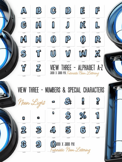 未来霓虹3D字体视图3(PNG)