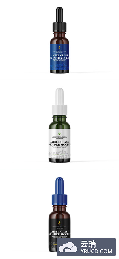 琥珀色玻璃滴管模型模板（PSD）