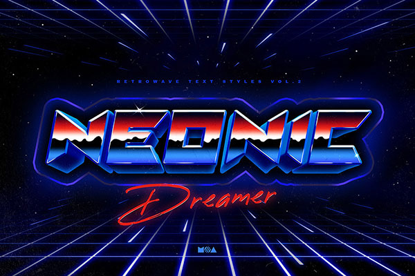 80年代复古文字效果图层样式素材