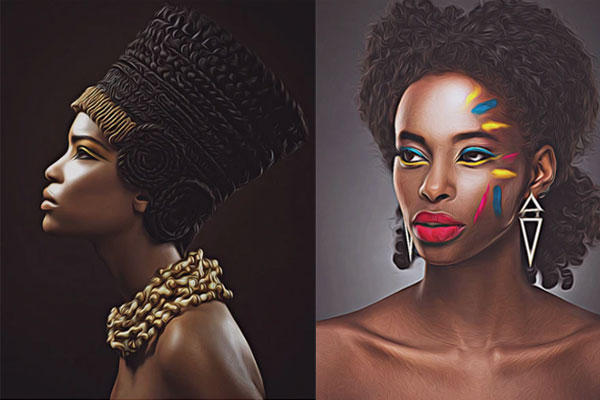 3D卡通油画照片效果ps水彩动作