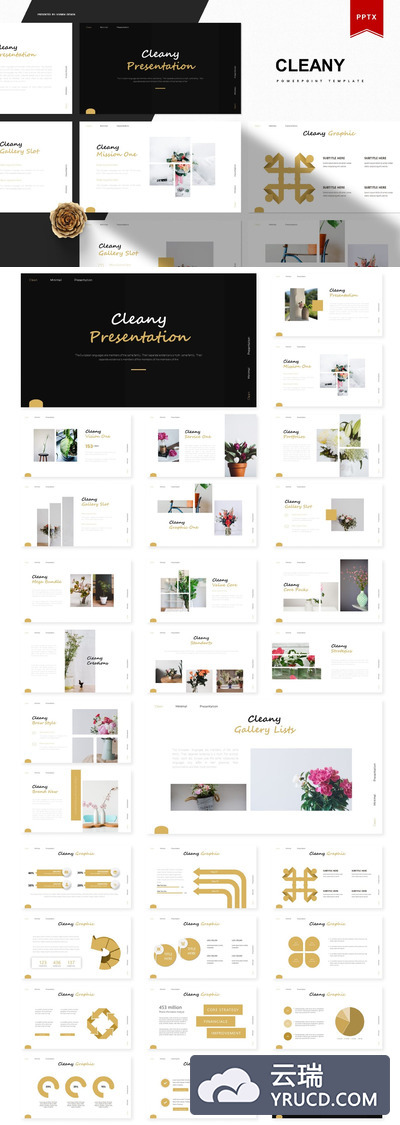 高端时尚简约清新多用途的高品质powerpoint幻灯片演示模板（pptx）