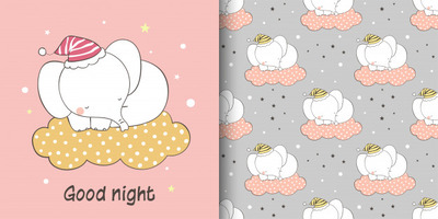 可爱的卡通大象图案背景