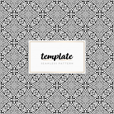 优质矢量曼陀罗花纹无缝图案背景