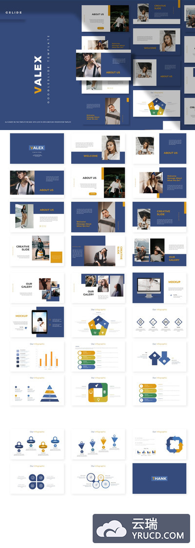 时尚高端简约多用途的Google Slides谷歌幻灯片演示模板（pptx）