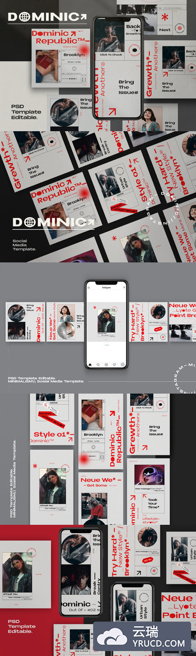 时尚高端简约流行风格的Instagram社交媒体banner海报设计模板