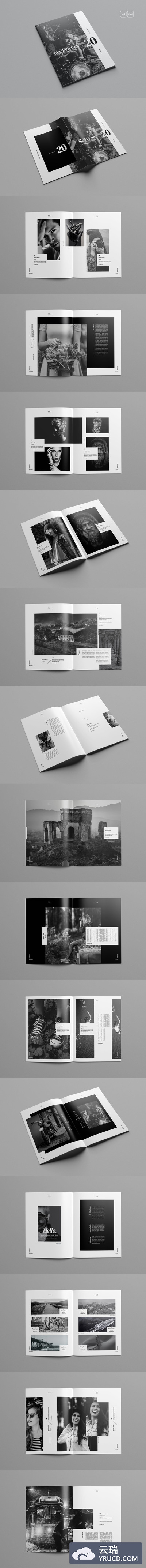 简约时尚高端多用途的高品质摄影作品集画册品牌手册宣传册书籍装帧杂志设计房地产楼书设计模板