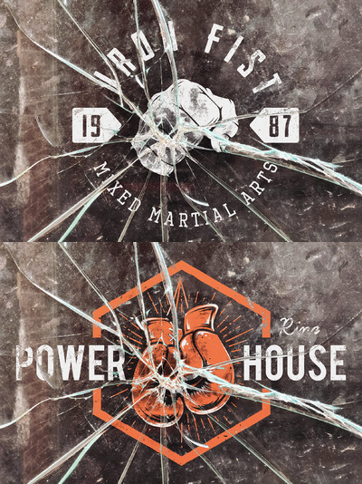 破碎效果的logo设计样机素材下载(PSD)