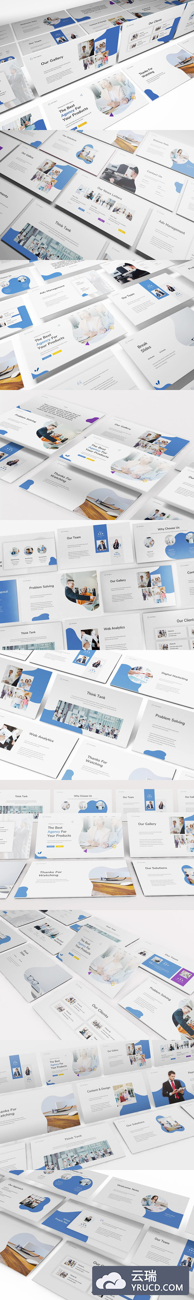 干净简洁的营销公司Powerpoint模板