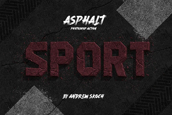 逼真的沥青砖石3D文本效果ps动作