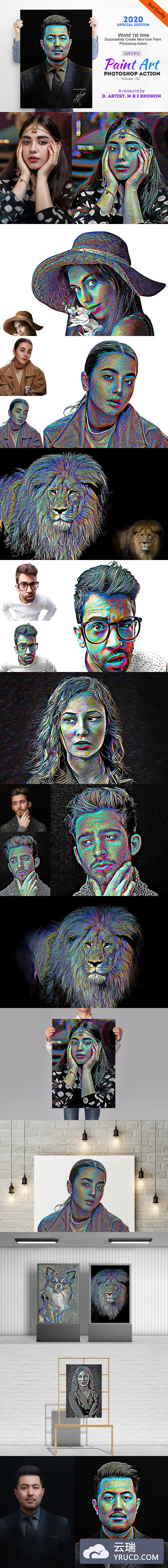 多彩绘画艺术肖像照片后期处理Photoshop动作