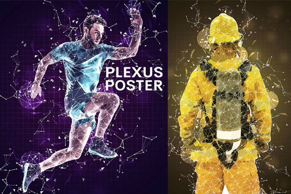 几何线条多边形效果运动海报照片后期处理ps动作