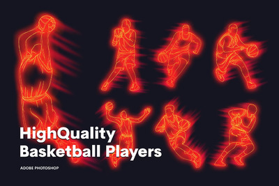 少见稀有的打篮球运动员人物插画设计模板（JPG，PSD）